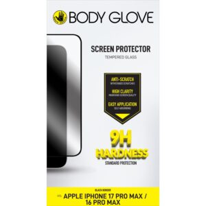 Body Glove Tempered Glass Screen Protector - Apple iPhone 17 Pro Max/16 Pro Max - Black Border