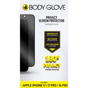 Body Glove Privacy Tempered Glass Screen Protector - Apple iPhone 17/17 Pro/16 Pro - Black Border