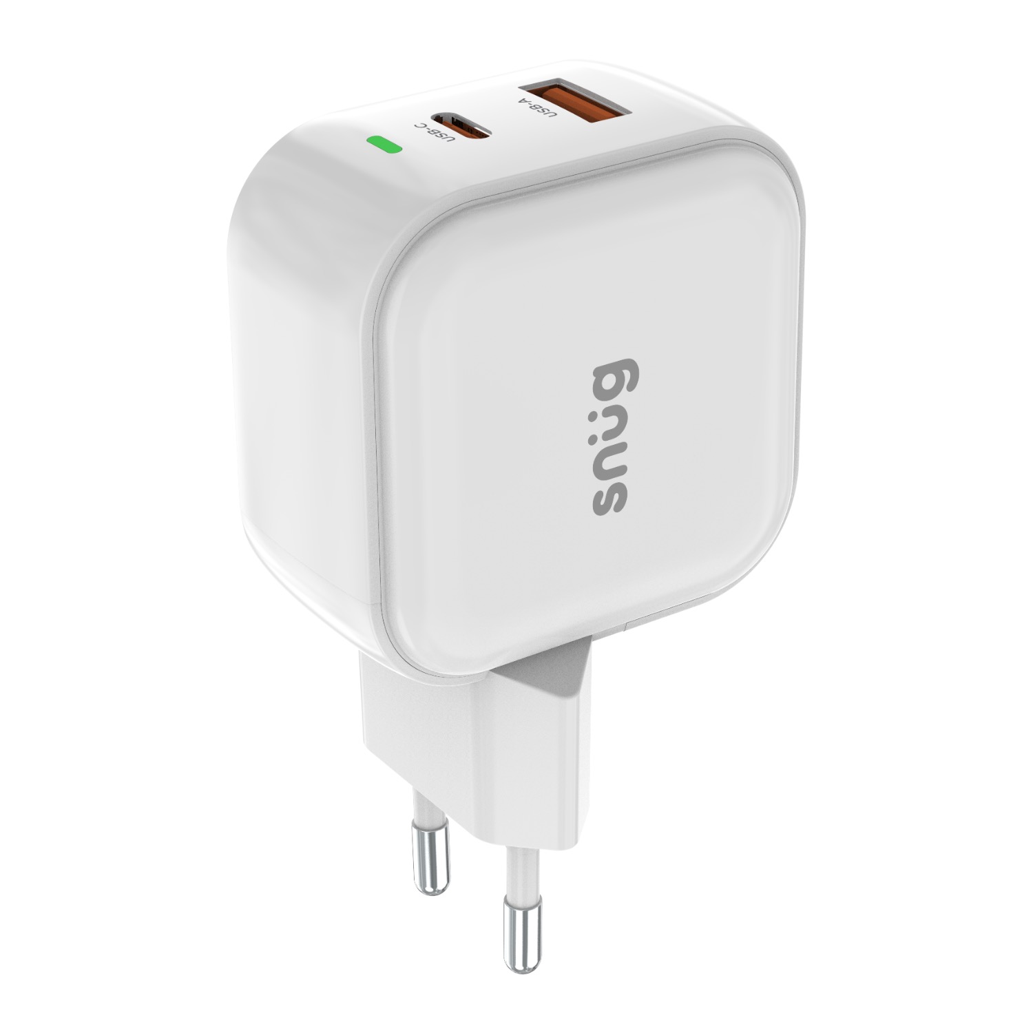 Snug 2 Port USB/Type C Wall Charger 45W - White